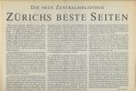 DOK 71/3.180: Zürichs beste Seiten - die neue Zentralbibliothek