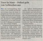 DOK 71/6.1.8.10: Kurzartikel "Toter in Maur - Polizei geht von Verbrechen aus"